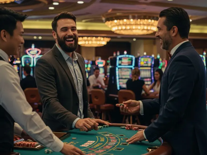 Friends laughing while playing baccarat – ag.extremegaming88.net login