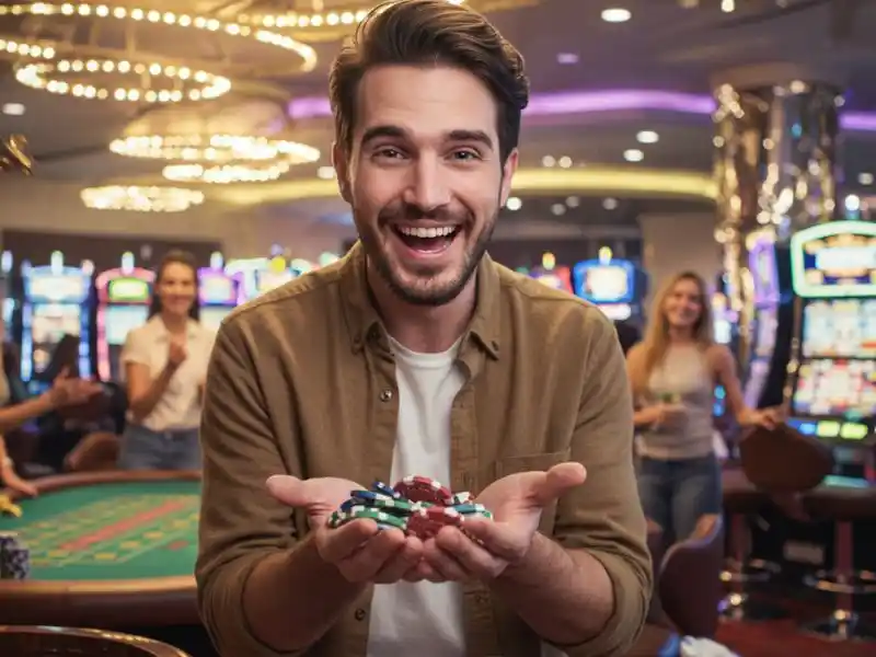 extremegaming88 net handsome man grinning with his chips