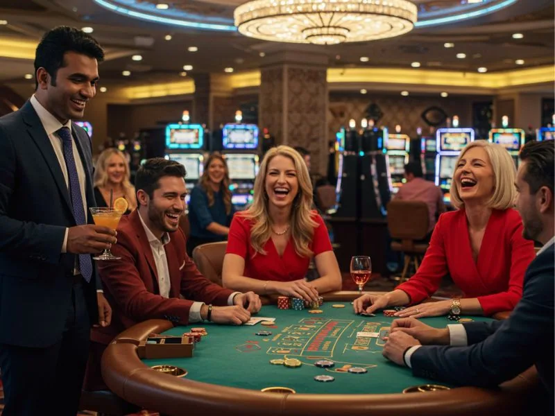 Group celebrating after a poker hand win while engaging in online sabong live.