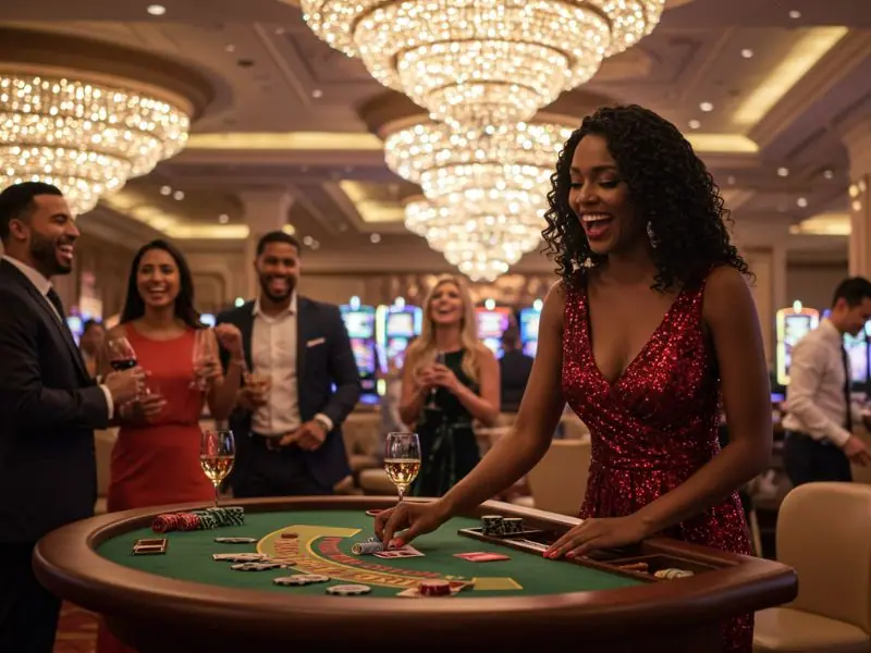 Friends bluffing and laughing while playing cards at ph cash casino