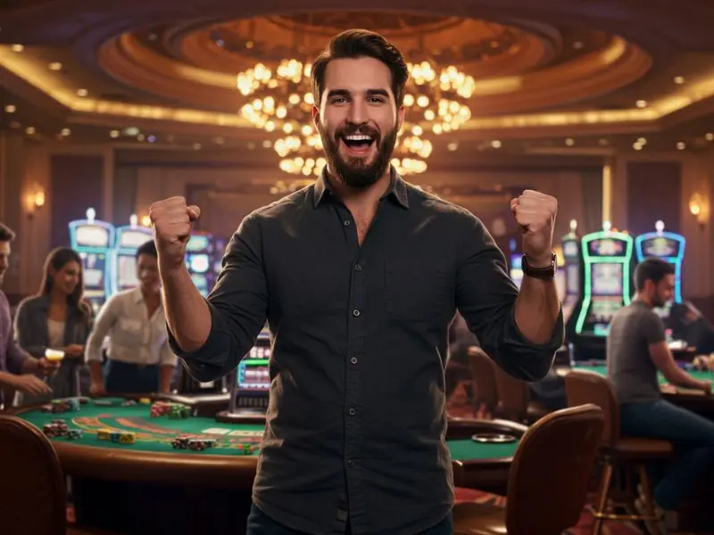 Cheerful man enjoying the vibrant scene at ph cash casino poker area
