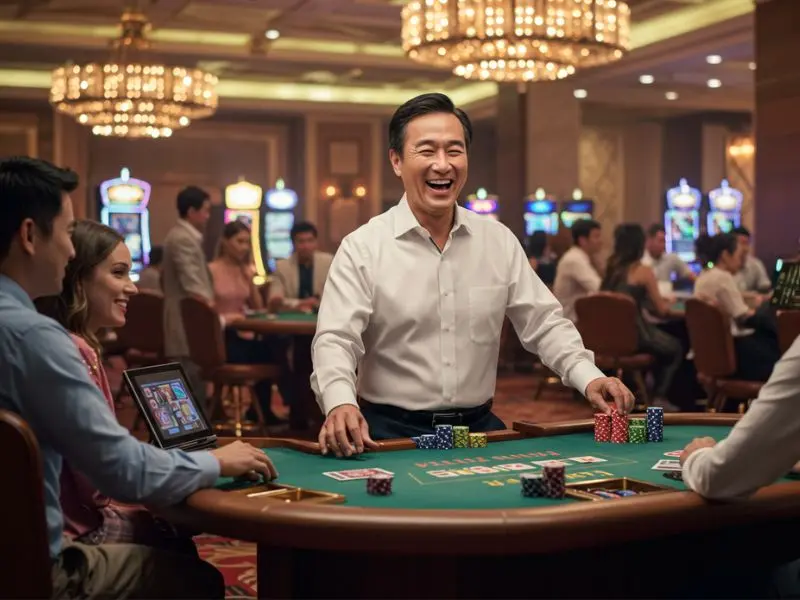 Happy people playing poker at a table – xtreme gaming
