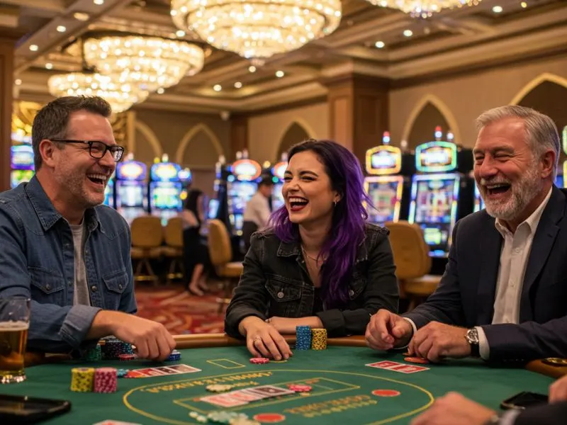 bet88 casino login ph – matandang lalaki at babaeng may purple na buhok na masayang naglalaro ng poker sa online casino.