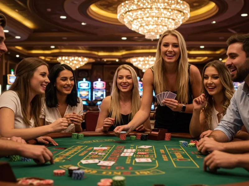 Friends playing poker happily at Bwin Online Casino Philippines.