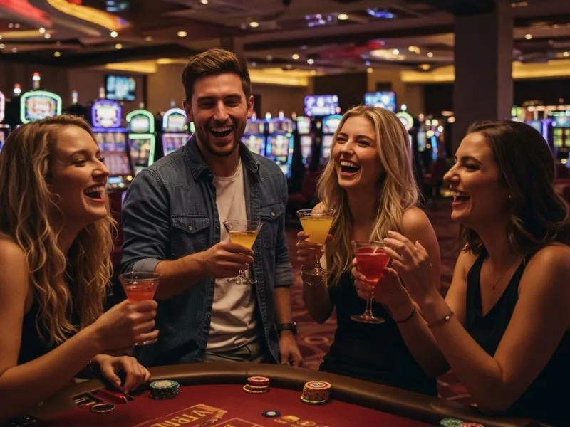 grab ph casino – magkakaibigang nag-iinuman at masayang naglalaro online.