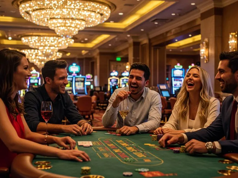 Friends laughing while playing online games together after successful jolly ph casino login

