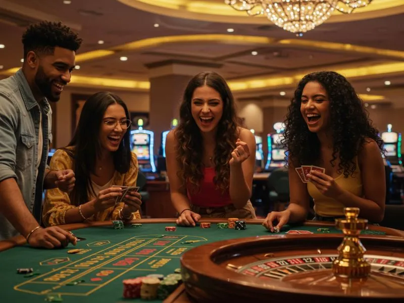 king ph casino – magkakaibigang masayang naglalaro ng poker sa online casino.