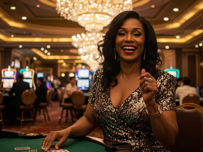 king ph casino – babaeng nag-eenjoy maglaro ng poker sa online casino table.