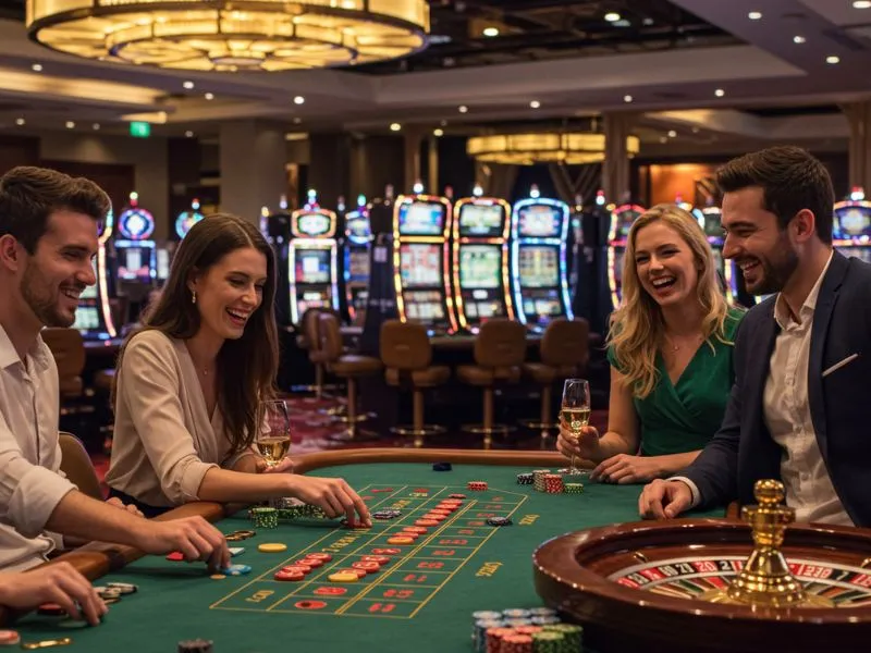 Happy couple enjoying games after Merry PH Casino Login