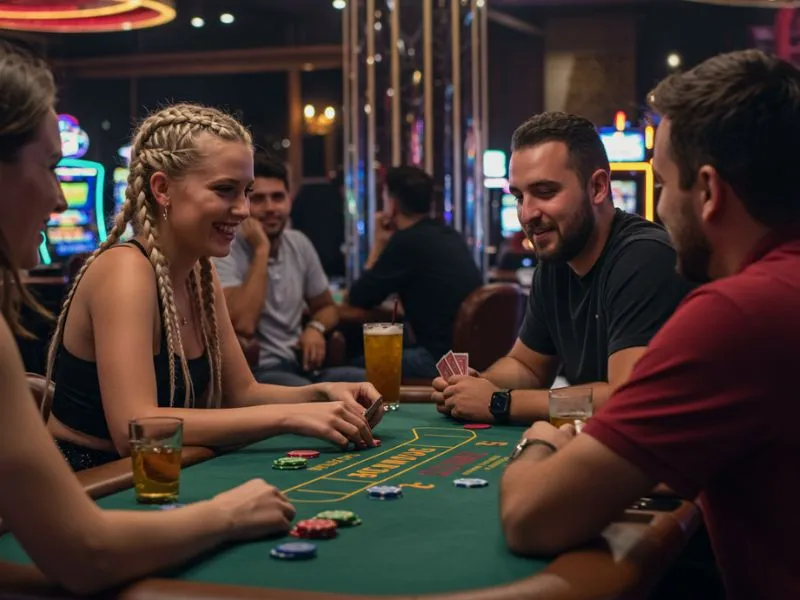 Friends happily playing poker online using safe and convenient payment via Online Casino PayPal Philippines.