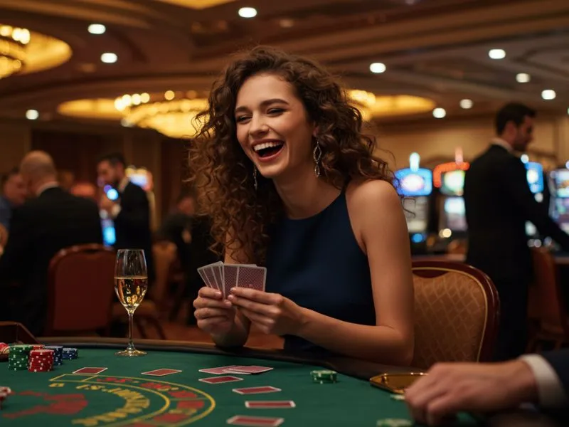 online casino paypal philippines girl winning poker game with safe and convenient PayPal transactions for Filipino players.