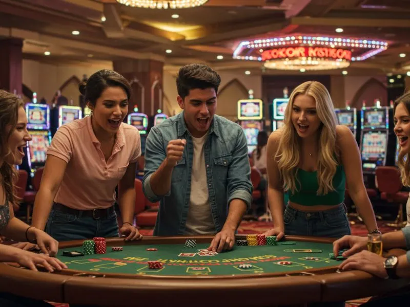 Friends playing and cheering after PH Laro Casino Login on the gaming portal.