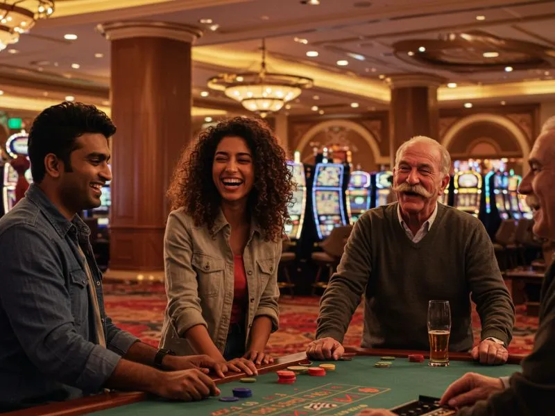 Elderly man laughing and playing online games via PH Laro Casino Login portal.