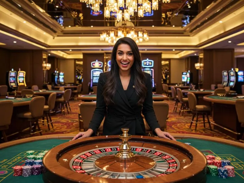 Woman playing roulette at PH Love Casino portal, enjoying an exciting online gaming experience.