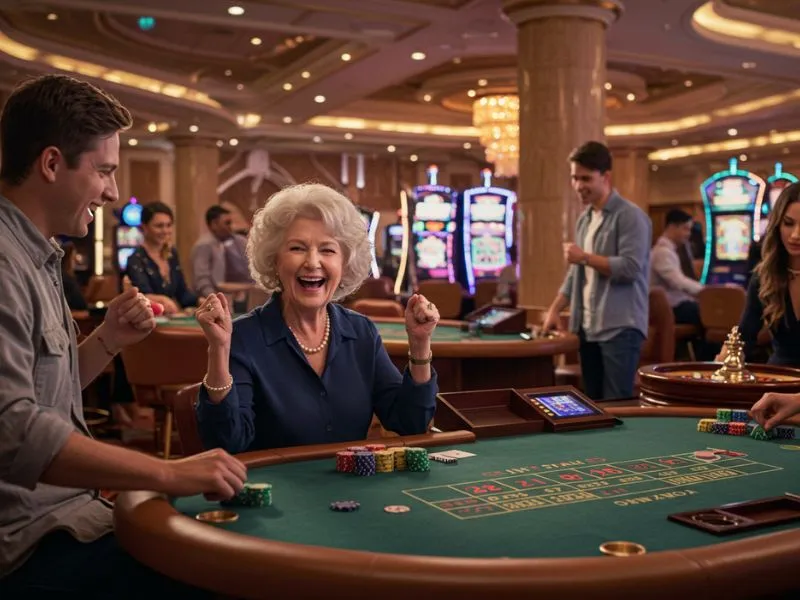 Matandang babae na masayang nanalo sa laro gamit ang solo ph casino para sa fulfilling at thrilling na gaming experience.