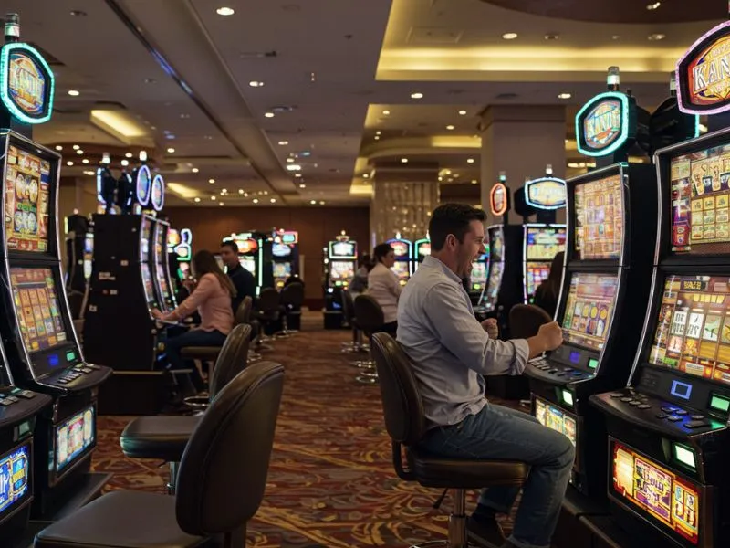 Happy man winning big on a slot machine at Spin.ph Casino