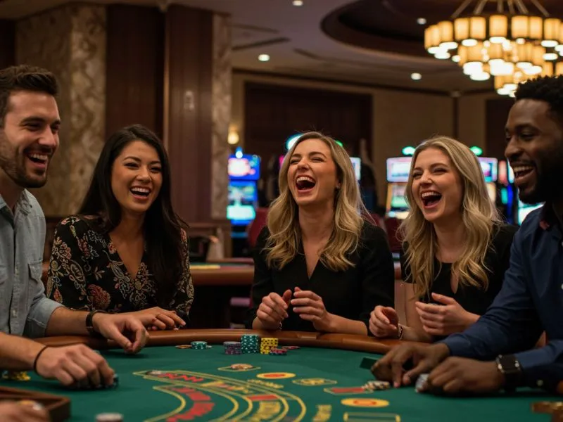 Mga babaeng nagtatawanan habang naglalaro online gamit ang windream ph casino para sa masayang gaming experience.