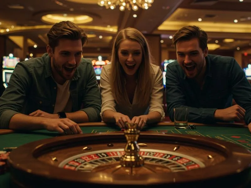 Excited friends enjoying roulette together after successful ayalabet login