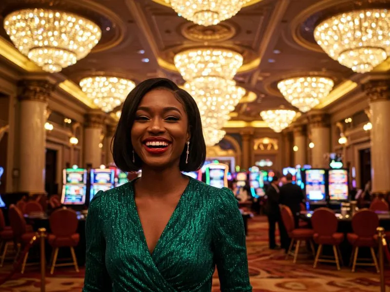 Elegant lady smiling while enjoying lodislot 777 casino online experience
