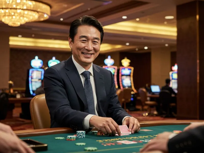 Joyful man playing poker at Lodislot 777 Casino Online table