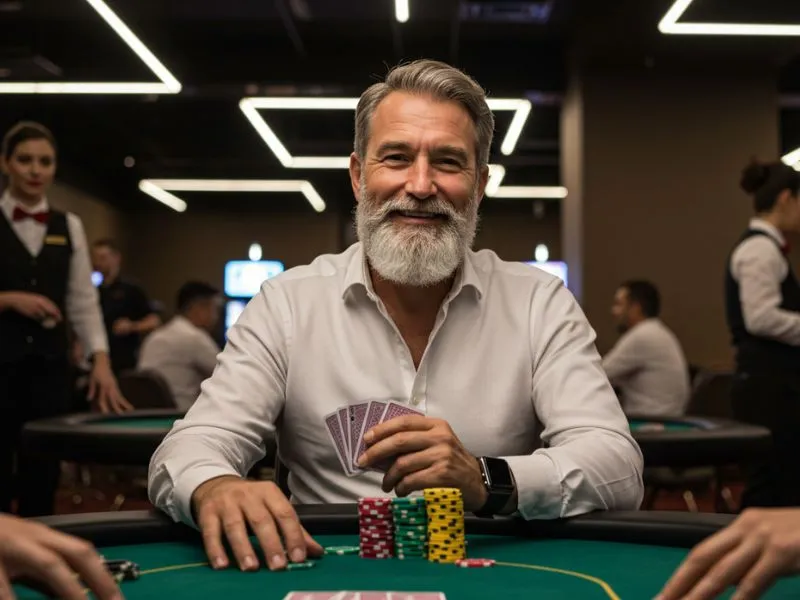 Man smiling and enjoying casino games through ph777 link