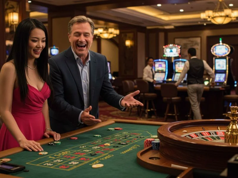 Happy dad enjoys teaching his lovely daughter while exploring plus777 online casino platform.