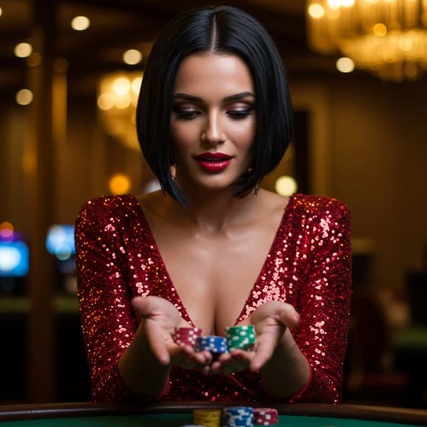 Woman holding chips in apexplus - reset password.