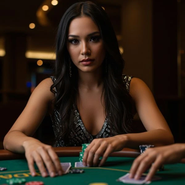 Woman playing poker while looking at the camera, symbolizing the importance of reset password security