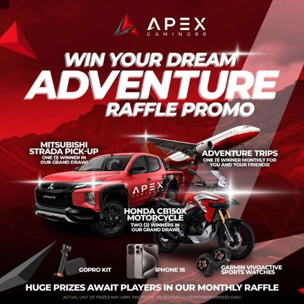 Win Your Dream Adventure at Apex Gaming 88 Raffle Promo