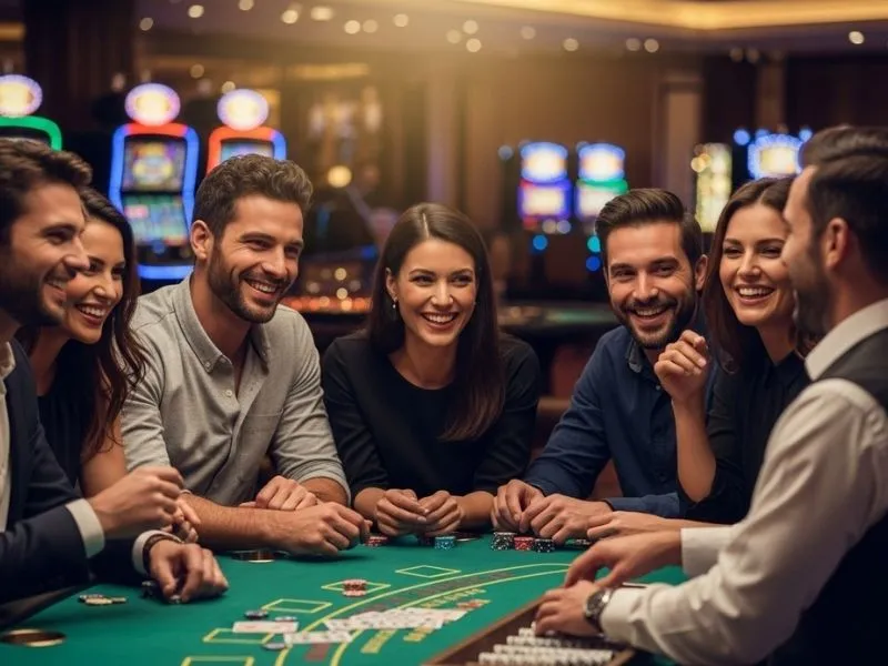 Friends enjoying a thrilling blackjack game together at Cash888 online casino.