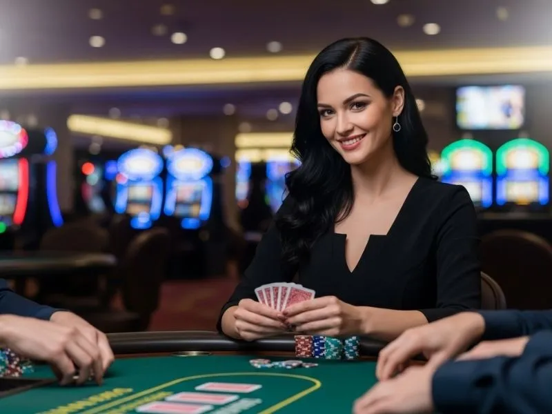 Lady happily playing casino table games on Cash888 online platform
