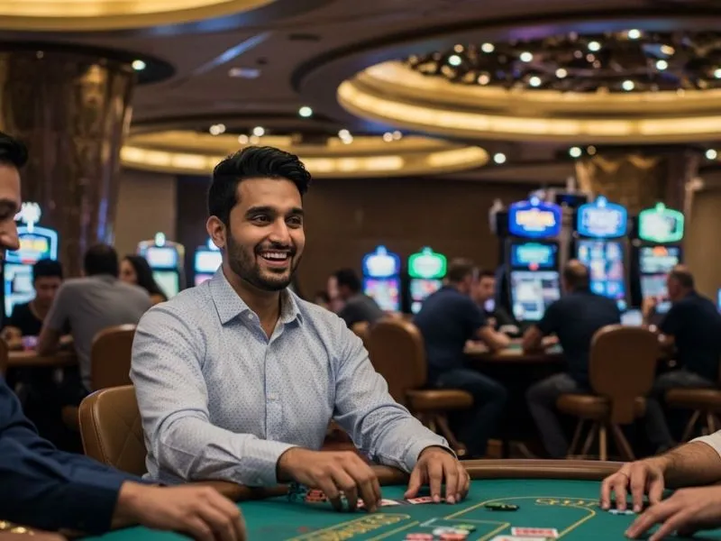 Friends smiling and enjoying casino games after successful slotph login on their devices.