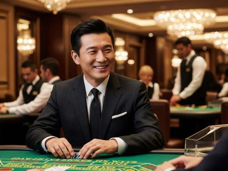 Happy man excited and ready to play casino games at Spin Philippines.