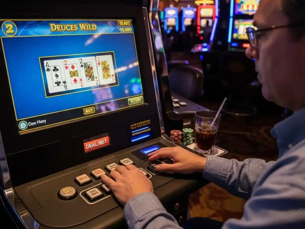 Smiling player holding cards during a Deuces Wild session at superace88 casino.