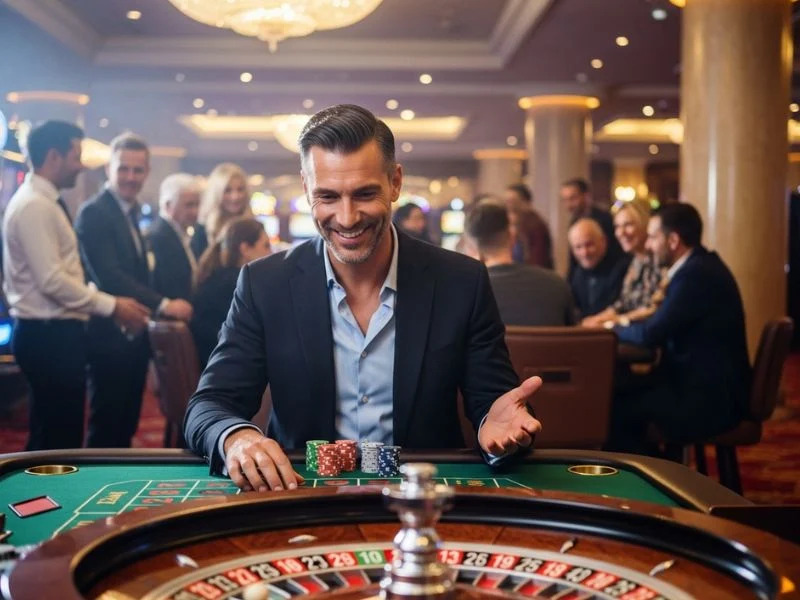 eejl casino login man waiting for the roulette wheel to stop during an online casino game